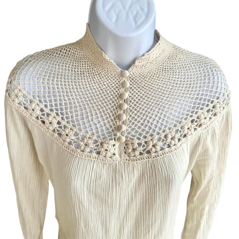 Balkan Antique Folk Crochet Cotton Dress - Picture 11 of 16